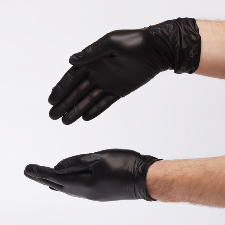 Gloves vinyl non -puddered non -puddered L, 50 pairs, black, price for 1 pair-1