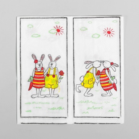 Paper napkins "Easter rabbits", 33x33 cm, set 20 pcs.