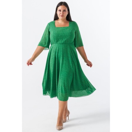 Female dress, size 56, green color-1