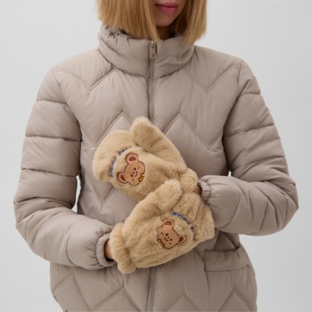 Mittens teenage minku Bear embroidery 24 cm brown color-2