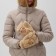 Mittens teenage minku Bear embroidery 24 cm brown color