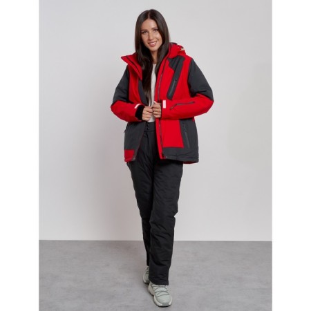 Ski costume female winter, size 48, red color-10