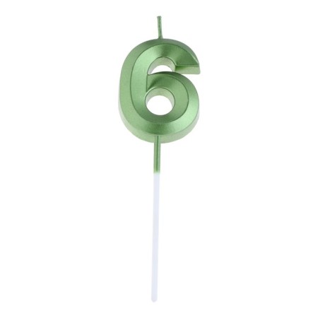 Candle in the cake on the skewer "Fine", the number "6", the emerald, 5 cm-5