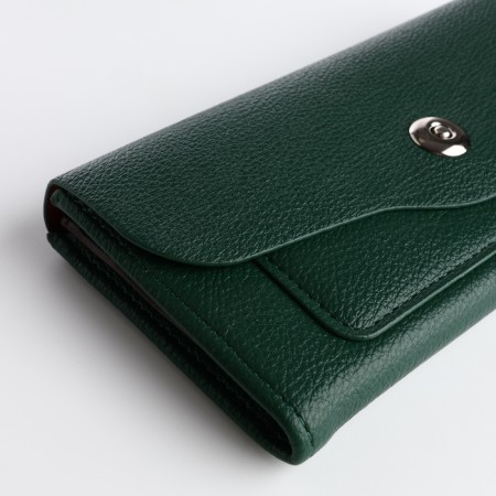 Women's wallet on magnet, green color-2
