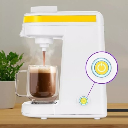 Coffee machine KitFort KT-7122-3, capsule, 800 W, 0.36 l, white-yellow-2