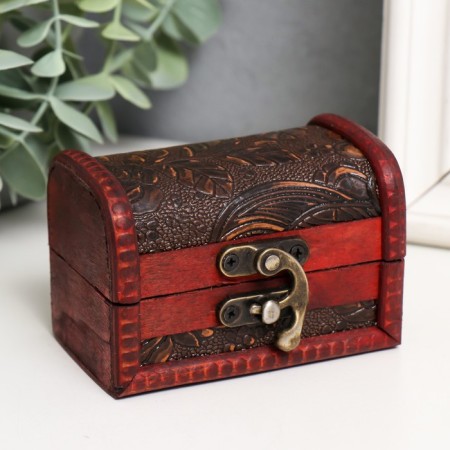 Casket wood chest "Blooming garden and butterflies" 7x9.5x5.7 cm