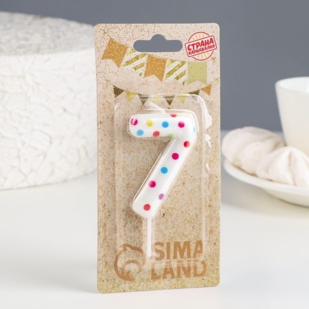 A candle in a cake for a birthday "Color confetti", the number "7", 5.5 cm-1