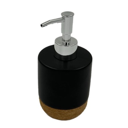 Ceramic dispenser with the cork bottom Joy Home, 7.5x7.5x16.8 cm, black-1