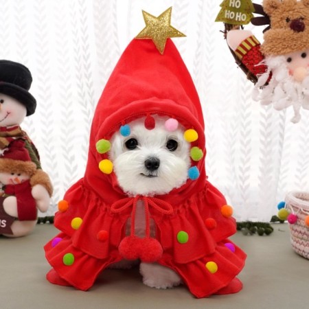 New Year. Animal costume "Christmas tree", size L (DS 40, OG 45, Osh 30 cm), red