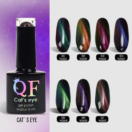 Nail gel polish, “cat`s eye”, 3 phase, 8ml, LED/UV, chameleon/lilac color (08)-5