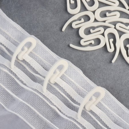 Hook for curtains "Snail", 31 × 12 × 2 mm, white color, price per 1 piece-1