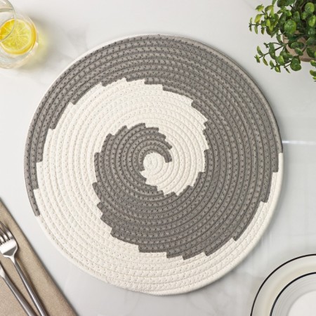 Serving napkin on the table "Hypnosis", d = 38 cm, the color is gray-white-3