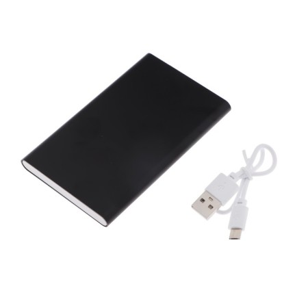 External battery Luazon PB-17, 4000 mAh, USB, 1 A, indicator, thin case, metal, black-8