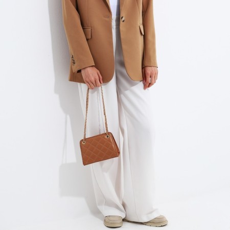 Female bag, zipper clutch, beige color-1