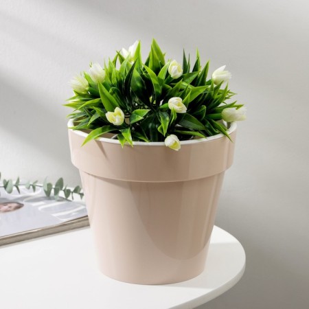 Kashpo for flowers with an insert "Porto", 3.5 l, pearl color