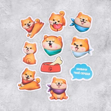A set of paper stickers "Pyosik", 10 pcs