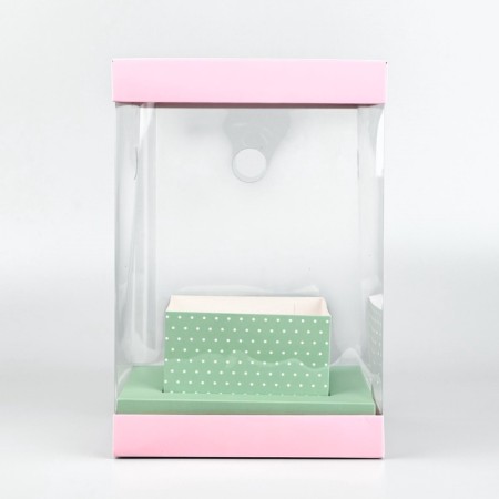 Box for flowers with a vase and PVC Windows Folding "Tenderness", 16 x 23 x 16 cm-2