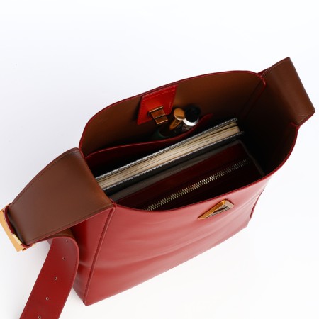 Women's bag on the Textura screw castle, small size, burgundy color-7