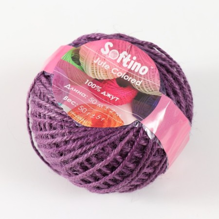 Yarn 100% juts "Softino Jute Colored" 50m ± 2m purple 50 g