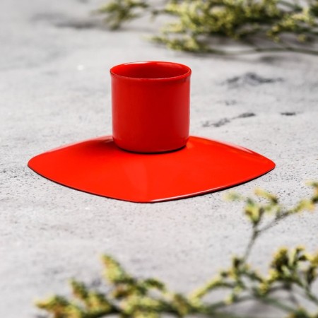 Square Square Metal for 1 candle, 7x3 cm, red-1