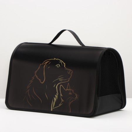 Bag - Frame Animal Carriage, 45 x 25 x 30 cm Black with animals-2