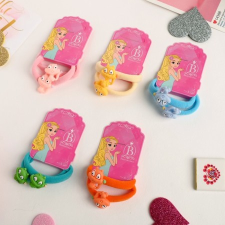 Hair elastic band "Funny animals" (set 2 pcs), grouse, mix-2