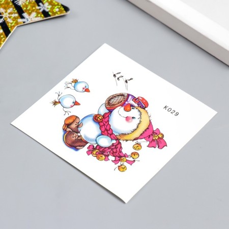 Tattoo on the body color "Snowman" 8x8 cm-1