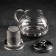 Glass teapot with metal sieve "metallic", 1 liter