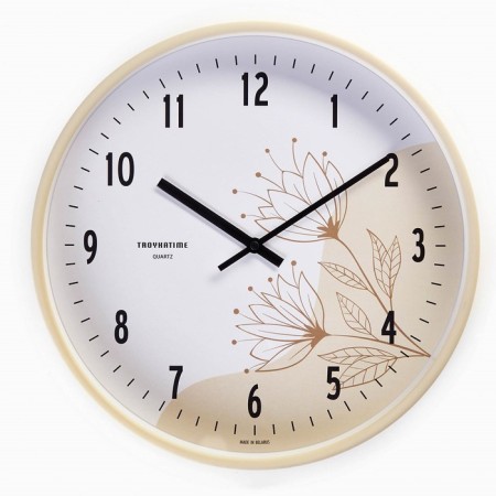 Wall clock, series: interior, "flowers", smooth move, d-30.5 cm