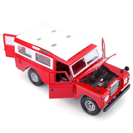 BBURAGO LAND Rover Series II, Die-Cast, 1:25, opening doors, red red-4