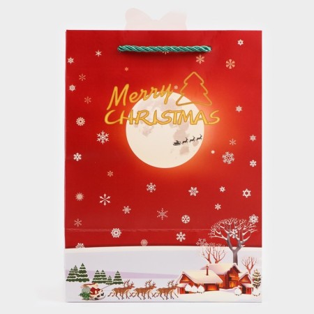 Gift package with the Rozhdestvensky ringing window, embossing, 18 x 25 x 13 cm, red-1