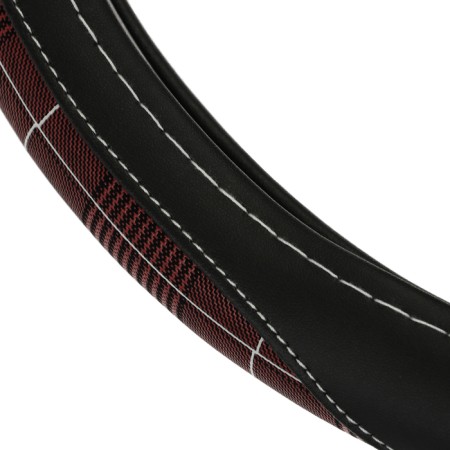 Braid on the steering wheel Nova Bright eco -leather, black, burgundy inserts, m-1