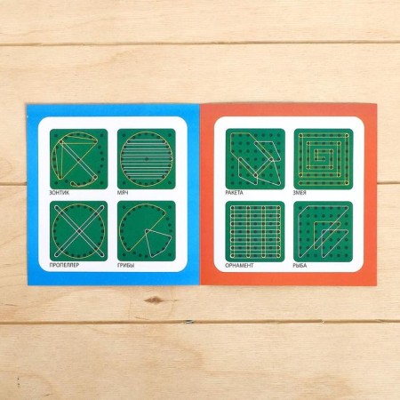 District “Fruits” geobard with interchangeable pictures and rubber bands, according to the Montessori method, tablet color mix-6