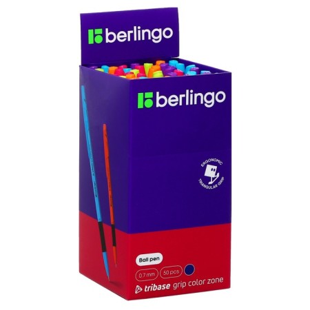 Ballic handle Berlingo "Tribase Grip Color Zone", 0.7 mm, flu, blue, mix-5