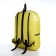 A backpack with a zipper, an outer pocket, 2 side pockets, yellow color