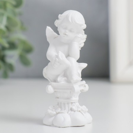 Polystone souvenir "Snowty angel is a thoughtful angel on a column with flowers" mix 7.5x3x3 cm-2