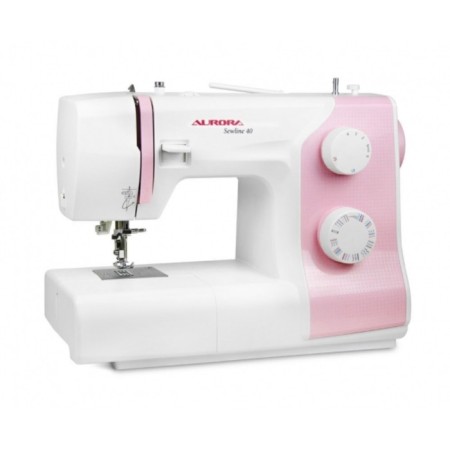 Sewing machine Aurora Sewline 40, 70 watts, 29 operations, automatic, white-pink