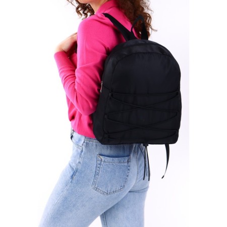 School backpack textile with lacing, black color-8