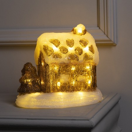 LED figure "Winter House" 22 × 21 × 17 cm, acrylic, 30 LED, 220 V, glow warm white