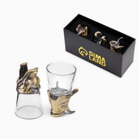 Stacks for vodka "Successful catch", a set of 3 people, a stack 50 ml, bronze-1