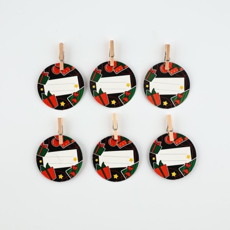 New Year's jewelry for glasses with wishes, circle, diam. 4.5 cm, 6 pcs.-3