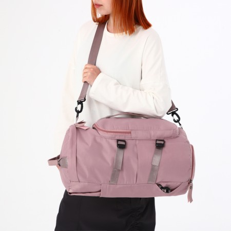 A backpack-samka with a zipper, 4 outer pockets, shoe detachment, pink color-9