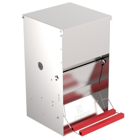 Bunker feeder for poultry at 20 kg, pedal, galvanized steel, Safeed