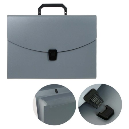 A4 Calligrata Portfli folder, 6 departments, 700mm, up to 300 sheets, gray