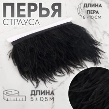 Braid with ostrich feathers, 8-10 cm, 5 ± 0.5 m, black color