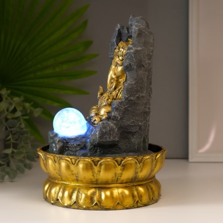 The desktop fountain from the network, the backlight "Ganesha in the rock" 28x20x20 cm-2