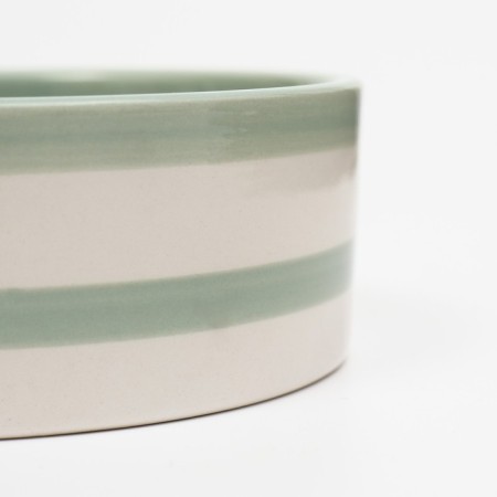 Ceramic “trace” bowl 300 ml 12.5 x 4.5 cm, gray-green in white strip-4