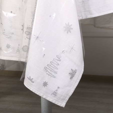 New Year's tablecloth single "Christmas trees", silver 130 x 200 cm, for the New Year-2