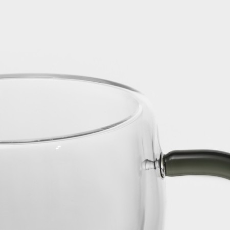 Glass cup with double walls Magistro "Adele", 200 ml, black color-3