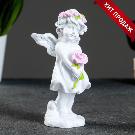 Figure "Angel with a rose" acrylic 4x6x12cm